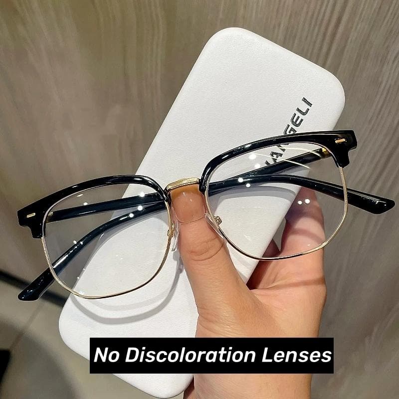 Intelligent Photochromic Sunglasses Retro Unisex Blue Light Blocking Optical Eyewear Women Myopia Glasses -2.5