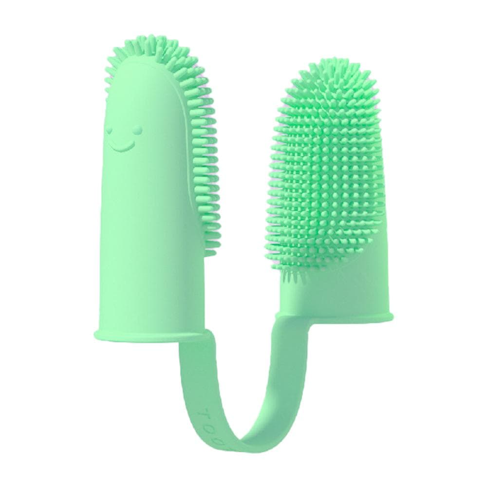 Dog Super Soft Double Finger Toothbrush Pet Teeth Clean Bad Breath Care TPR Tooth Brush Clean Tool Dog Toothbrush Accessories green