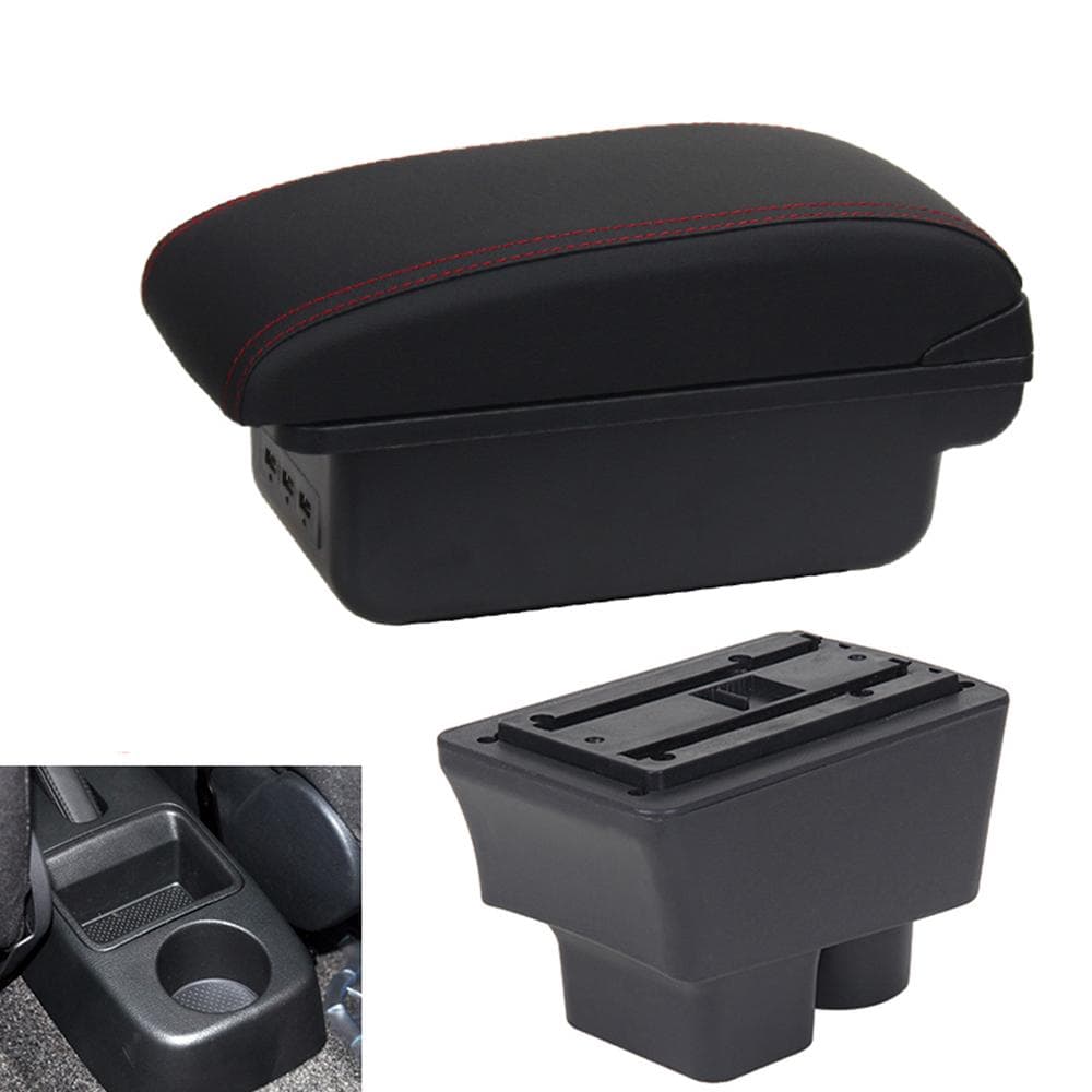 For Skoda FABIA Armrest For Skoda Fabia 2 Car Armrest Box Retrofit Parts Storage Box Interior Parts Car Accessories 2008-2014 red/black