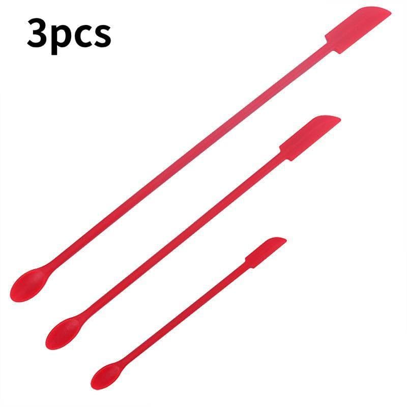 Silicone Mini Spatula Jar Scraper Scoop Tip Long Spatula Cosmetic Bottle Tool red