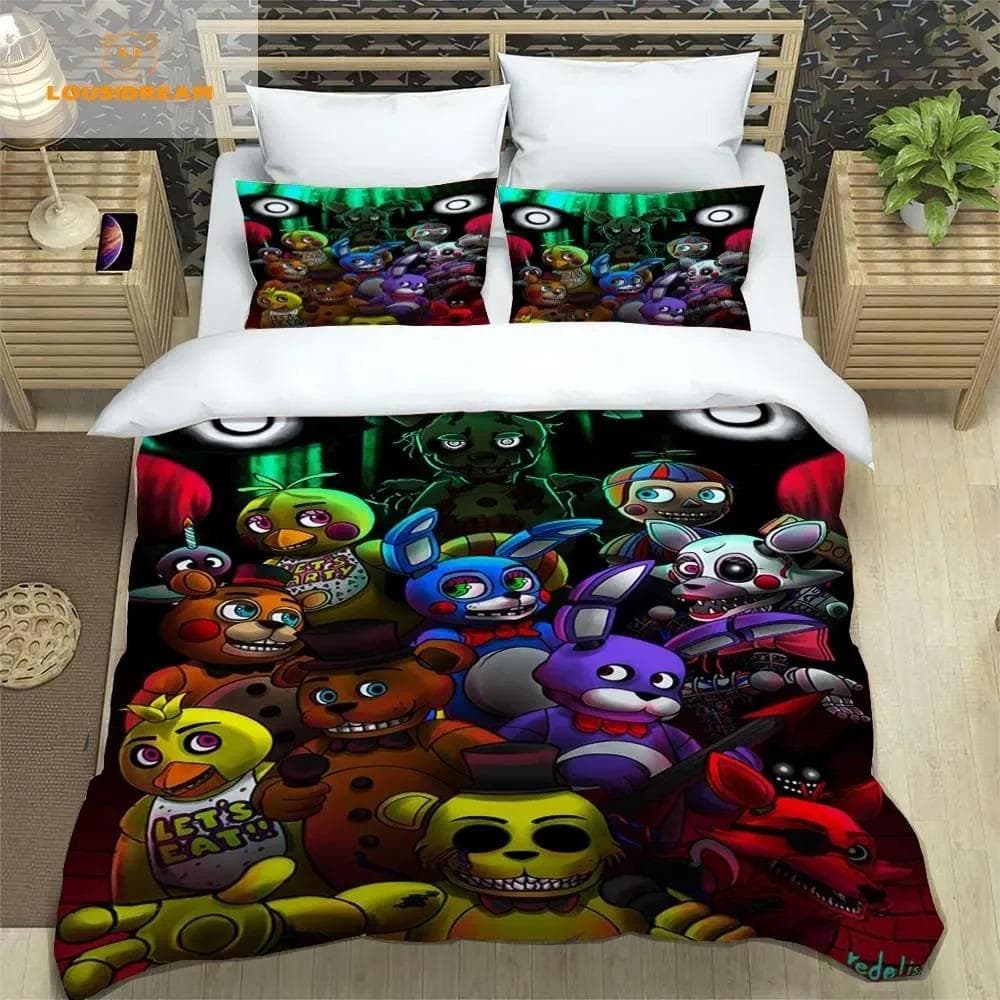 F-Five-Nights At Freddy´s FNAF Bedding Sheet Set King Twin Double Boys Bedding Mircofiber or Polyester Duvet Cover AU Single(140x210cm)