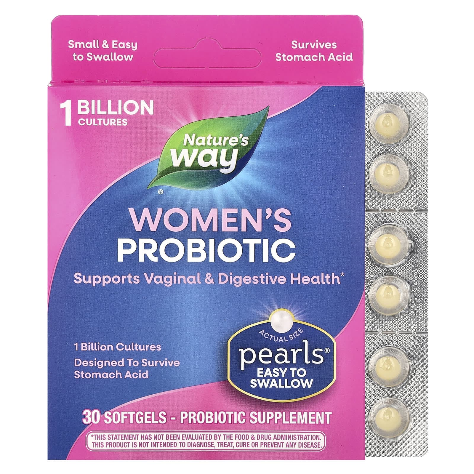 Nature's Way, women's probiotic Pearls, 1 billion CFU, 30 softgels