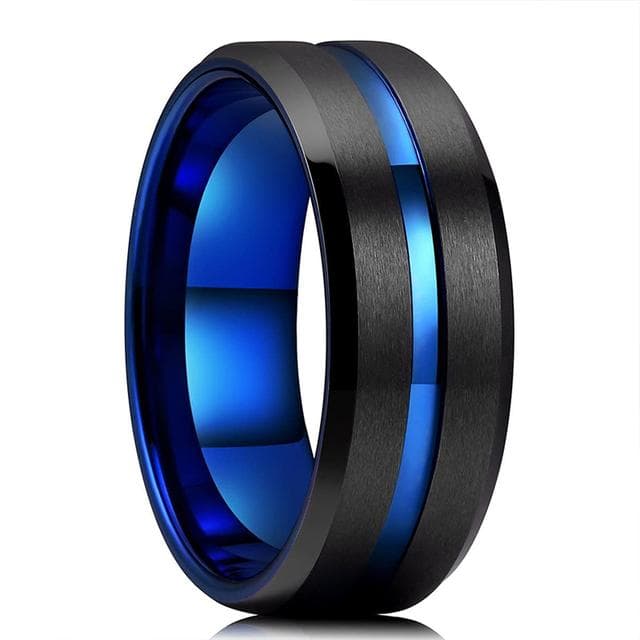 Fashion 8mm Men Red Groove Beveled Edge Stainless Steel Celtic Dragon Ring Zircon Inlay Red Carbon Fibre Ring Men Wedding Band 10
