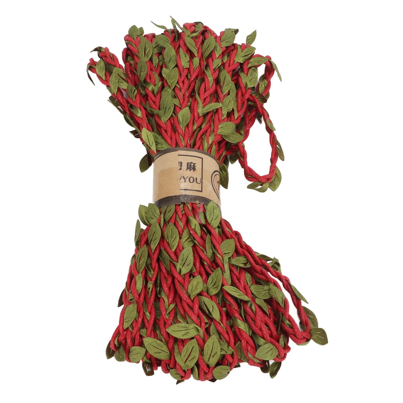 1 Roll 10m Green Leaf Hemp Rope Washable Sun Resistant DIY Multistrand Jungle Vines Hemp Rope