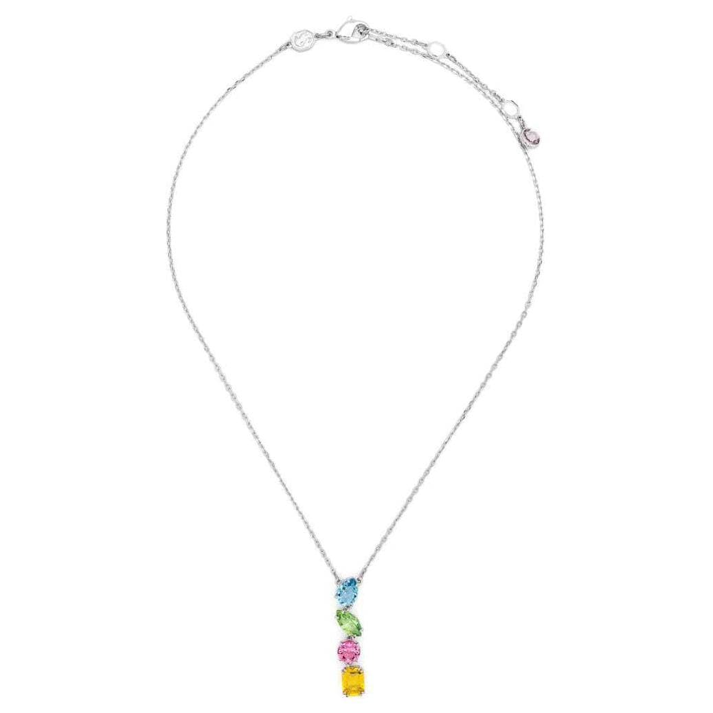 Swarovski Gema Prong Set Design Rhodium Plated Necklace Women necklace Silver 5692421 Box (Random Color)
