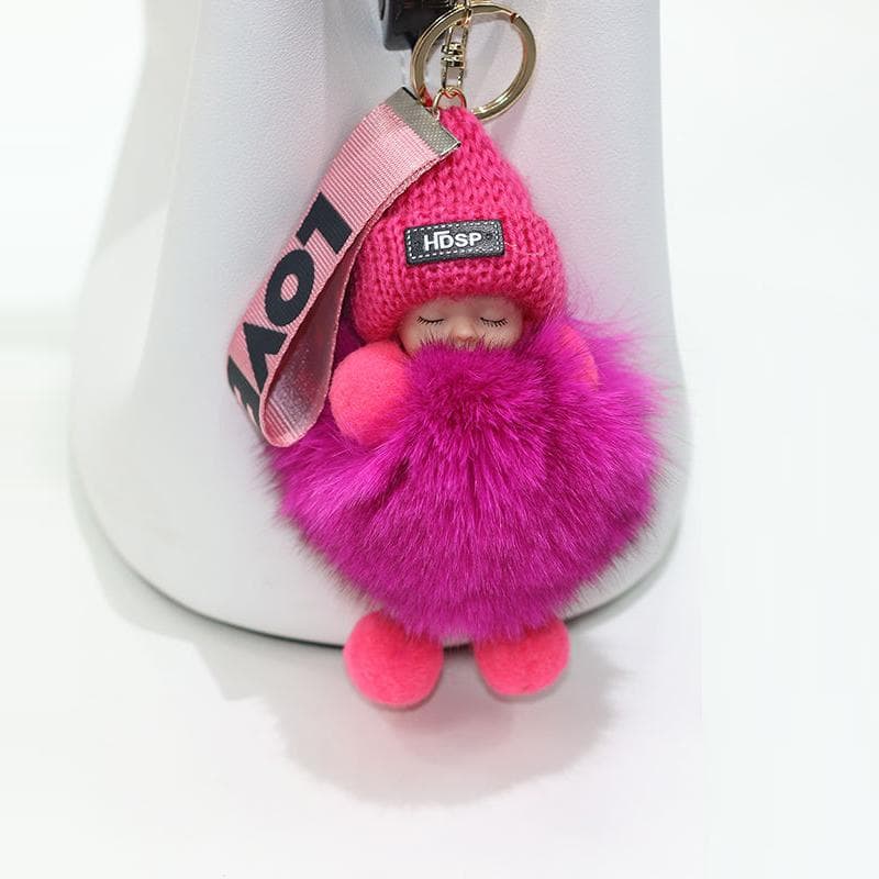 9 CM Beauty For Lady Lovely Girl Bag Pendant Plush Doll Car Key Chain Pendant rose red