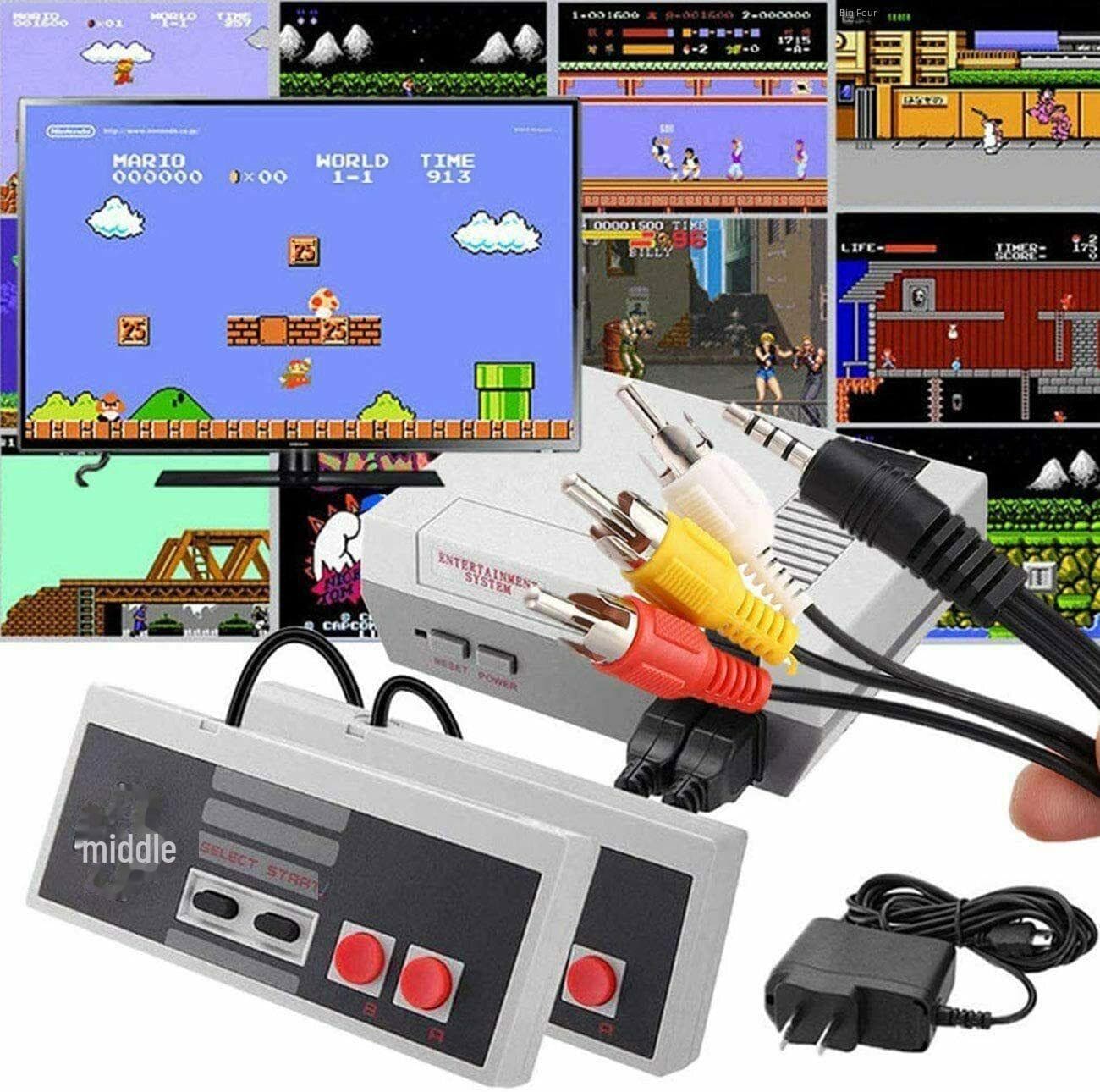 Nostalgic Retro NES Mini 620-Game Console - FC Red & White Edition 620 games + 2 buttons + UK plug