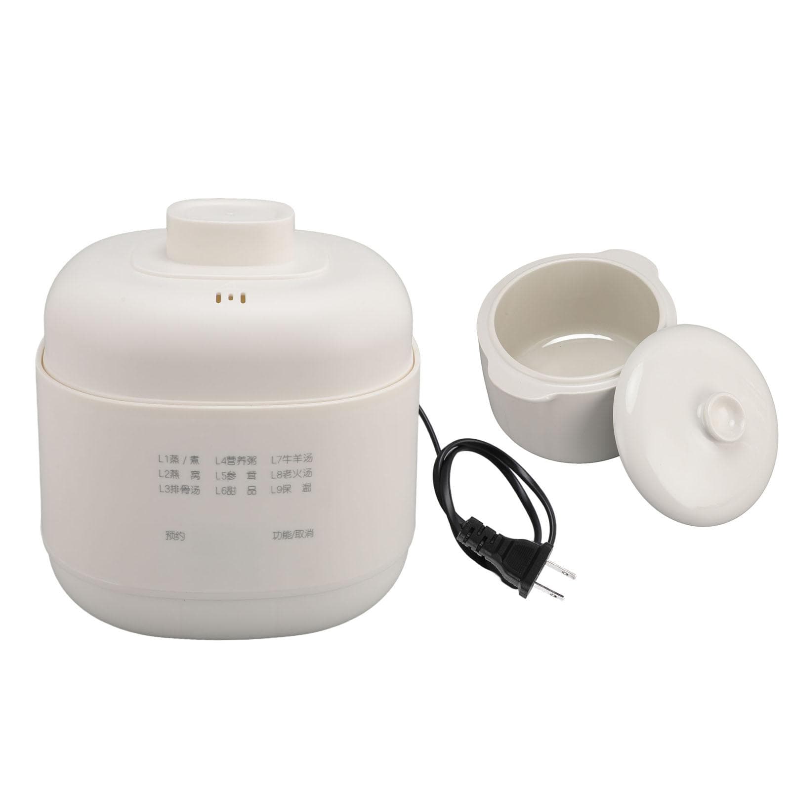 Mini Electric Stew Pot 200W 1L Ceramic Soup Porridge Cooker Anti Dry Burn Small Slow Cooker with L