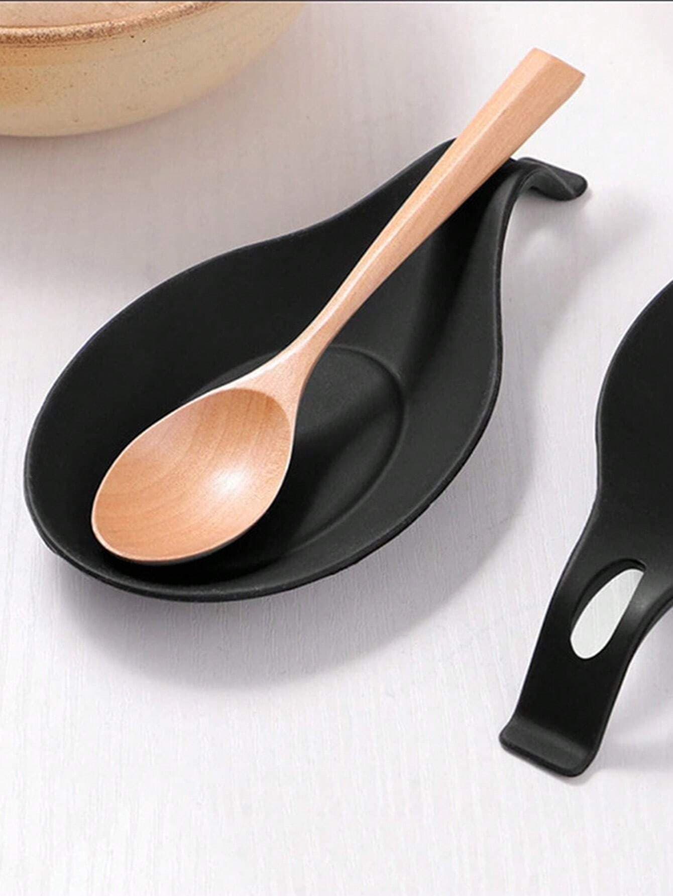 Spoon Holder Easy-To-Clean Insulated Spoon Rest,Kitchen one-size black
