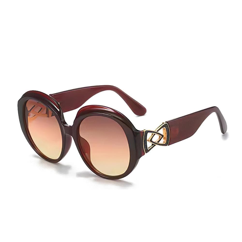 Vintage Sunglasses for Women Fashionable Double Round Mirror Orange Gradient Chain Glasses Unisex Stylish Eyewear