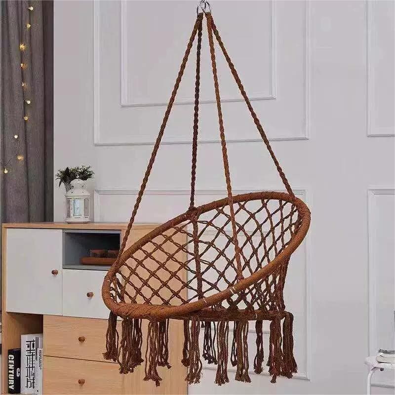 Nordic Style Cotton Rope Hammock Chair - Tassel Swing for Outdoor Camping