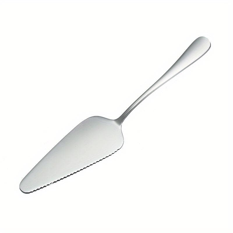 Durable Stainless Steel Serrated Edge Cake Knife - Perfect for Weddings, Birthdays, and Parties - Ideal Baking Tool and Kitchen Gadget silver