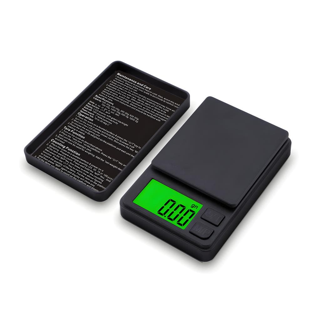 200/500/1000g 0.01g Mini Digital Scale Gram Food Jewelry Ounces/Grains Scale Pocket Scale Kitchen Electronic Scale with Backlit 500g black