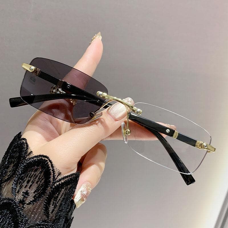 Color-changing Progressive Lenses For Men Anti-glare Business Style No Frame High-end Edging -3.75