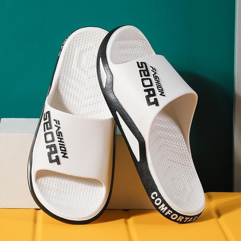 New Men's Slippers Men's Outer Wear Summer Home Non-slip Thick-soled Indoor Home Sandals and Slippers Women 42-43 white