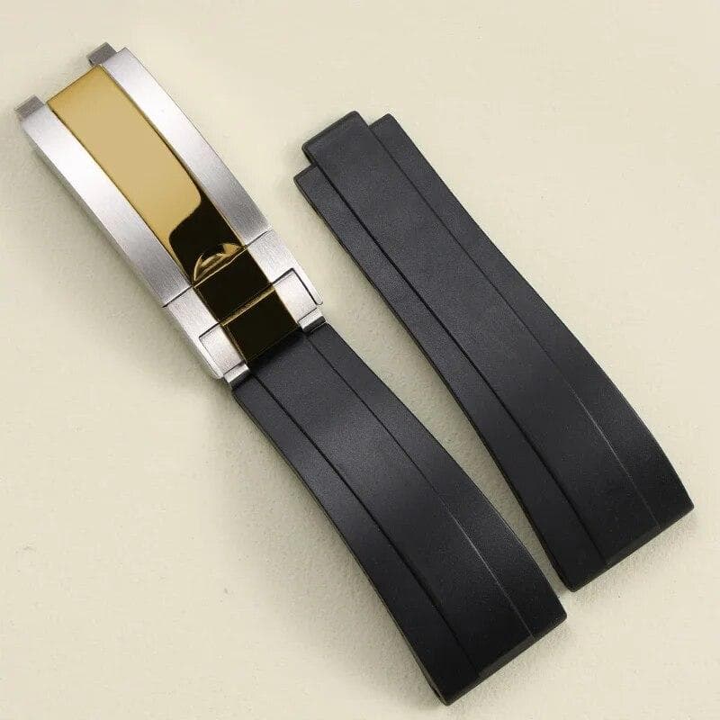 21 20mm Black Blue Brown Blue Rubber Watchband For Rolex Submariner DMT Daytona Strap Tape Delpoyment Clasp With Crown Logo 4 20mm with logo