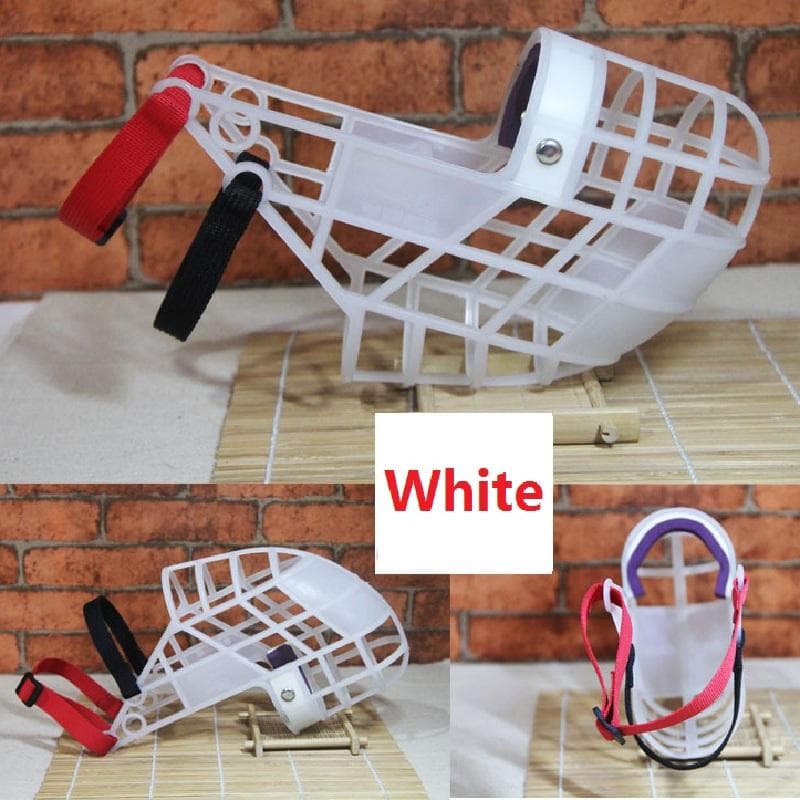 Adjustable Dog Muzzle Plastic Mask Anti-Barking Bite Mouth Cover for Small/Medium/Large Greyhound Gree Whippet L white