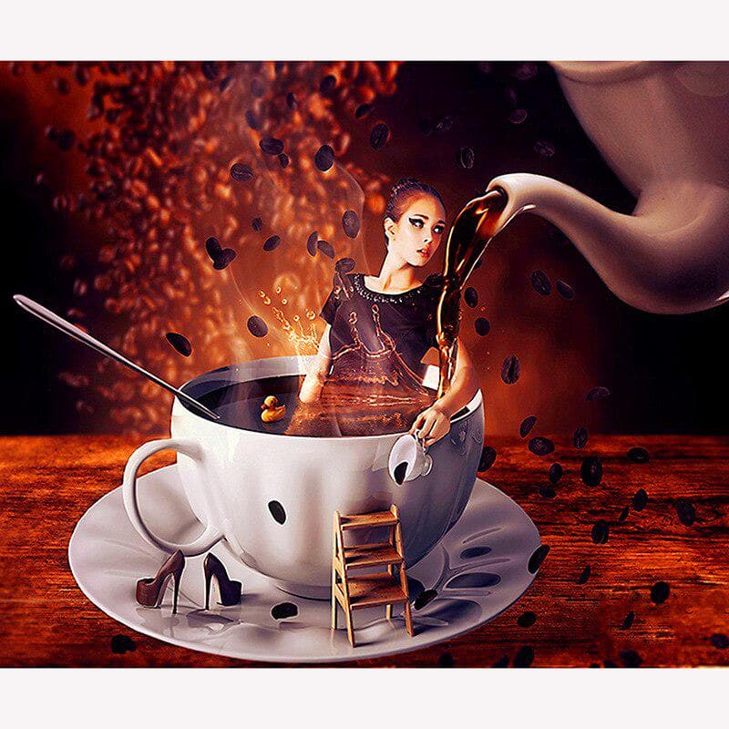 Home Decoration 5D Diamond Painting Rhinestone Cross Stitch Girl In The Cup Diamond Embroidery 20X30CM