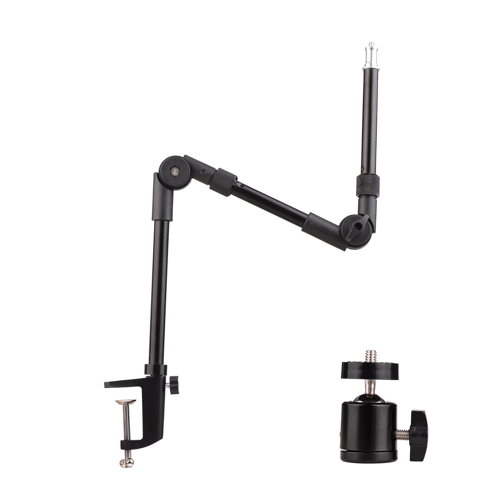 Andoer ST-01 Flexible Foldable Desk Mount Stand Metal Bracket with 1/4 Inch Screw Ballhead Adapter black