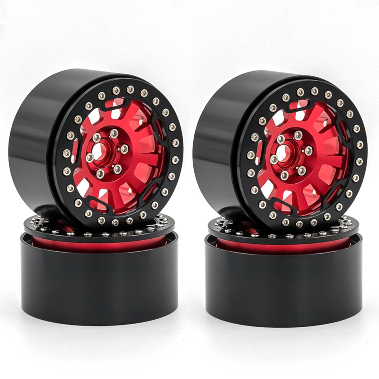 Aluminum Alloy Wheel Rim Beadlock 2.2in Wheel Rims Hub 4pcs Replacement for 1/10 1/8 TRX4 90046
