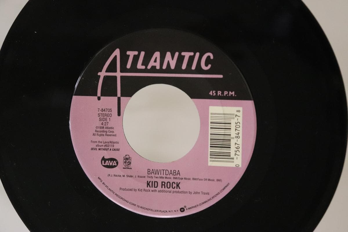 7inch Record KID ROCK - Bawitdaba / Cowboy 784705 Atlantic 1998 US Rock Used