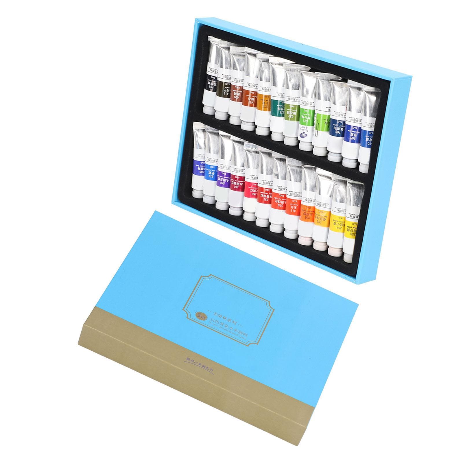 Watercolor Paint Tube Set 5ML Transparent Pigment Fast Drying Reusable Easy Mixing High Saturation 24 Colors