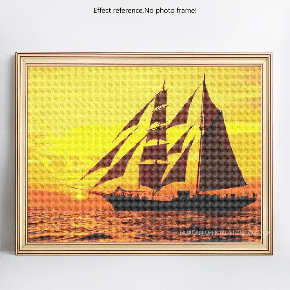 5D Diamond Painting Full Round Sea Sailboat Embroidery Sale Picture Rhinestone Diamond 20X30