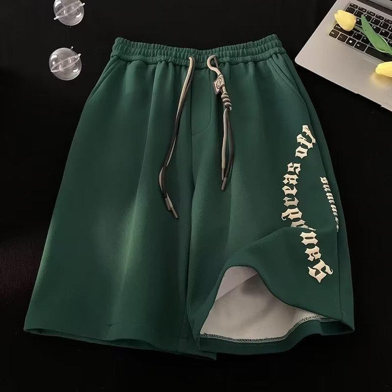 Shorts Men's New Summer American Retro Casual Five-point Mid-pants Versatile Loose Sports Pants 5XL green