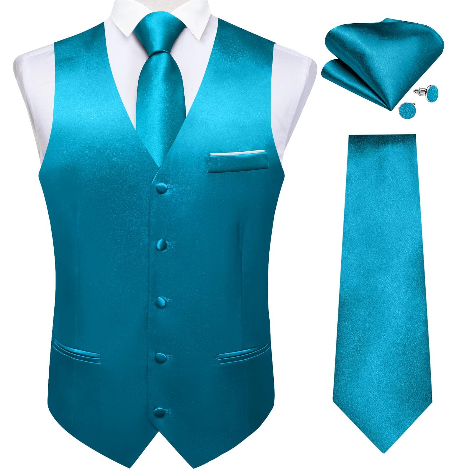 Dibangu Mens Yellow Paisley Vest Suit Waistcoat Hanky Cufflinks Tie Set Wedding 2XL
