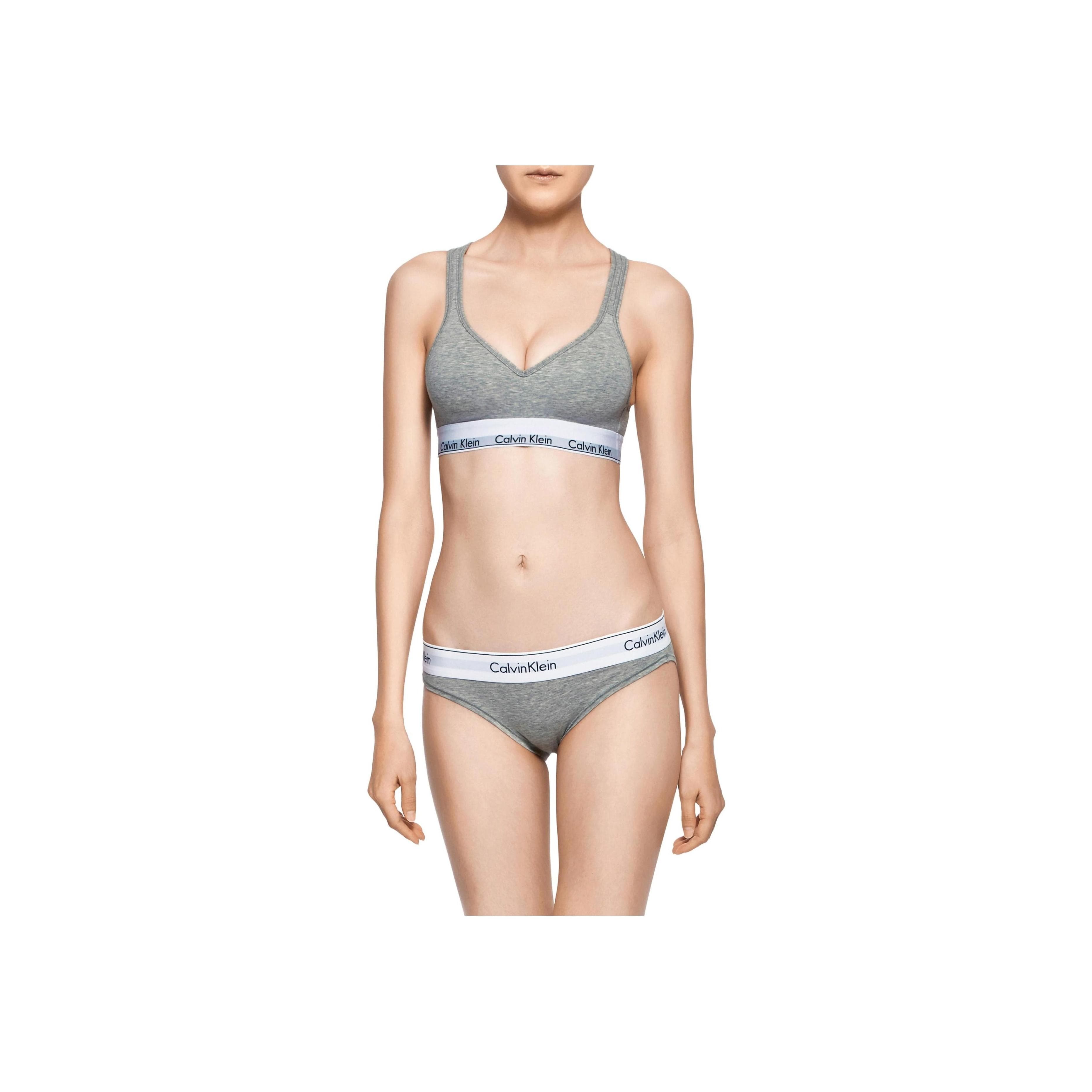 Calvin Klein Solid V-Neck Bra Women Underwear Gray QF1654-020 M