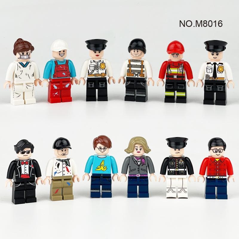 12pcs City Series Doctor Police Professional Doll Building Blocks