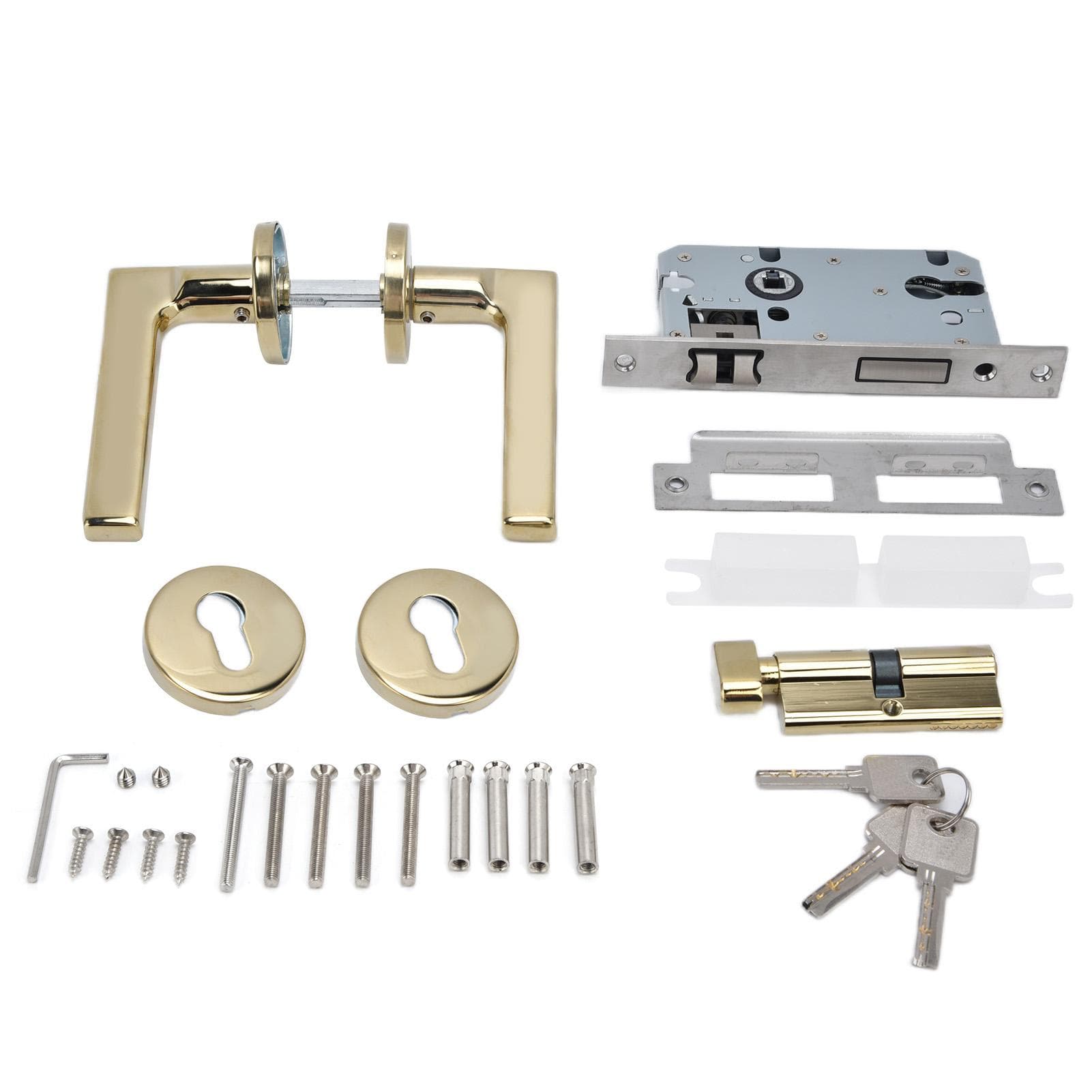 Door Lever Lock Golden Simple Mute Anti Collision Mechanical Knob for Room Bedroom Door