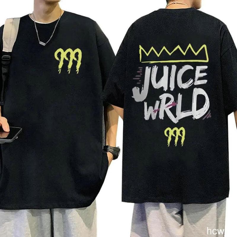 Rapper JUICE WRLD classic short sleeved printed T-shirt 3XL yellow/black