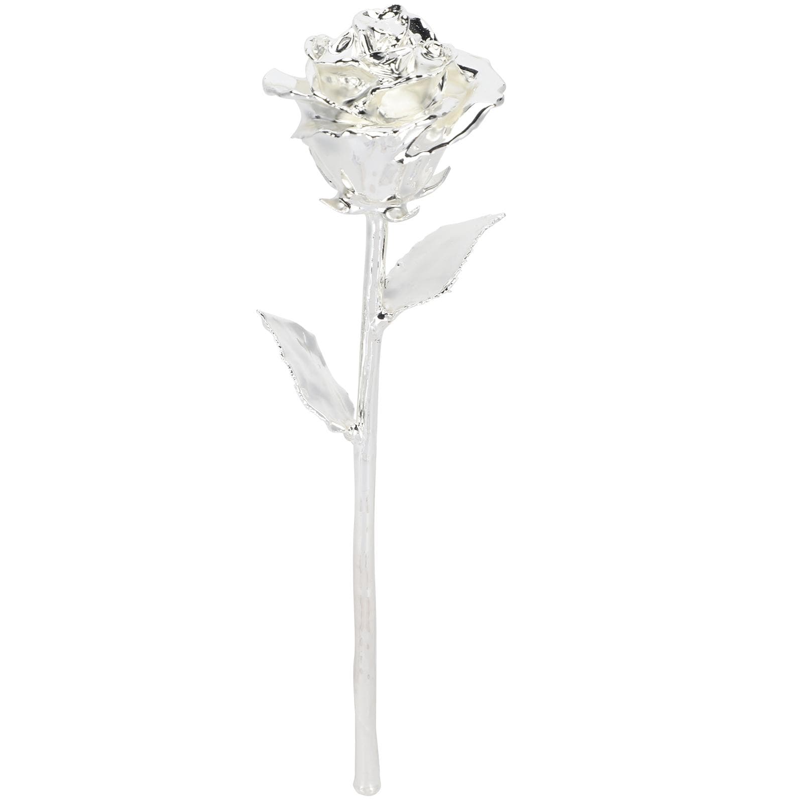 Long Stem Rose Gifts Dipped 24K Real Artificial Flower with Leaf Craft CollectionRose Gold silver