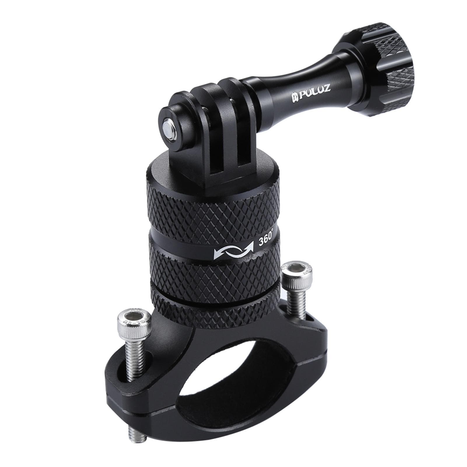 PULUZ 360 Degree Rotation Bicycle Aluminum Alloy Handlebar Adapter Mount Bicycle Rack Mount Holder black