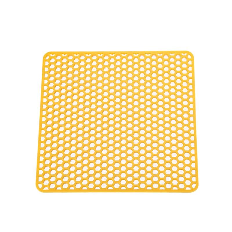 Silicone Sink Drain Hollow Kitchen Filter Splash Mat Sink Drying Pad Anti Scald Table Mat yellow