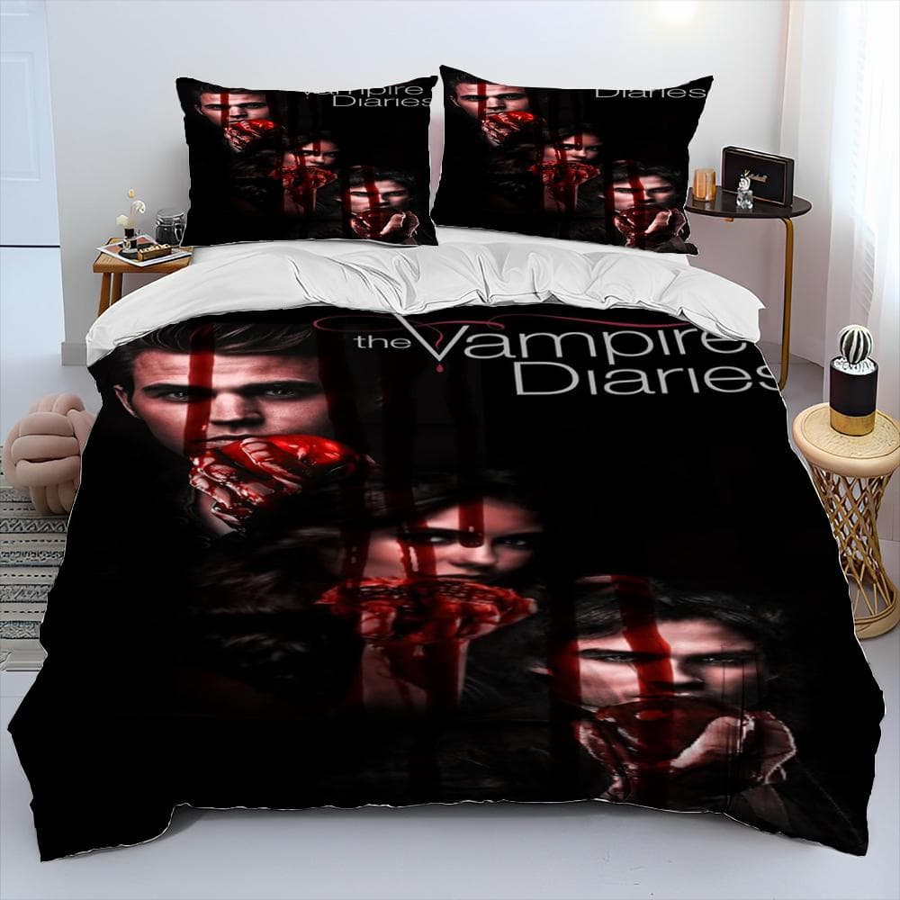 New Movie The Vampire Diaries Bedding Set Single Twin Full Queen King Size Bed Set Adult Kid Bedroom Duvetcover Set Home Textile EU Twin 135x200cm