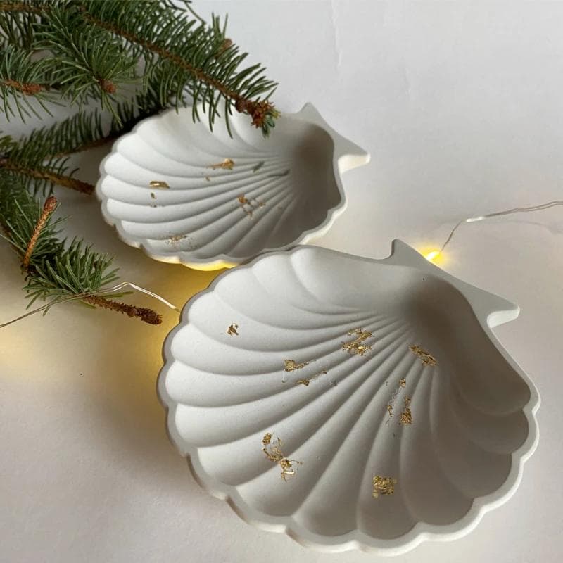 DIY Shell Coaster Silicone Mold Scallop Plate Mold Bottom Jewelry Storage Tray Plaster Resin Mold Home Decoration