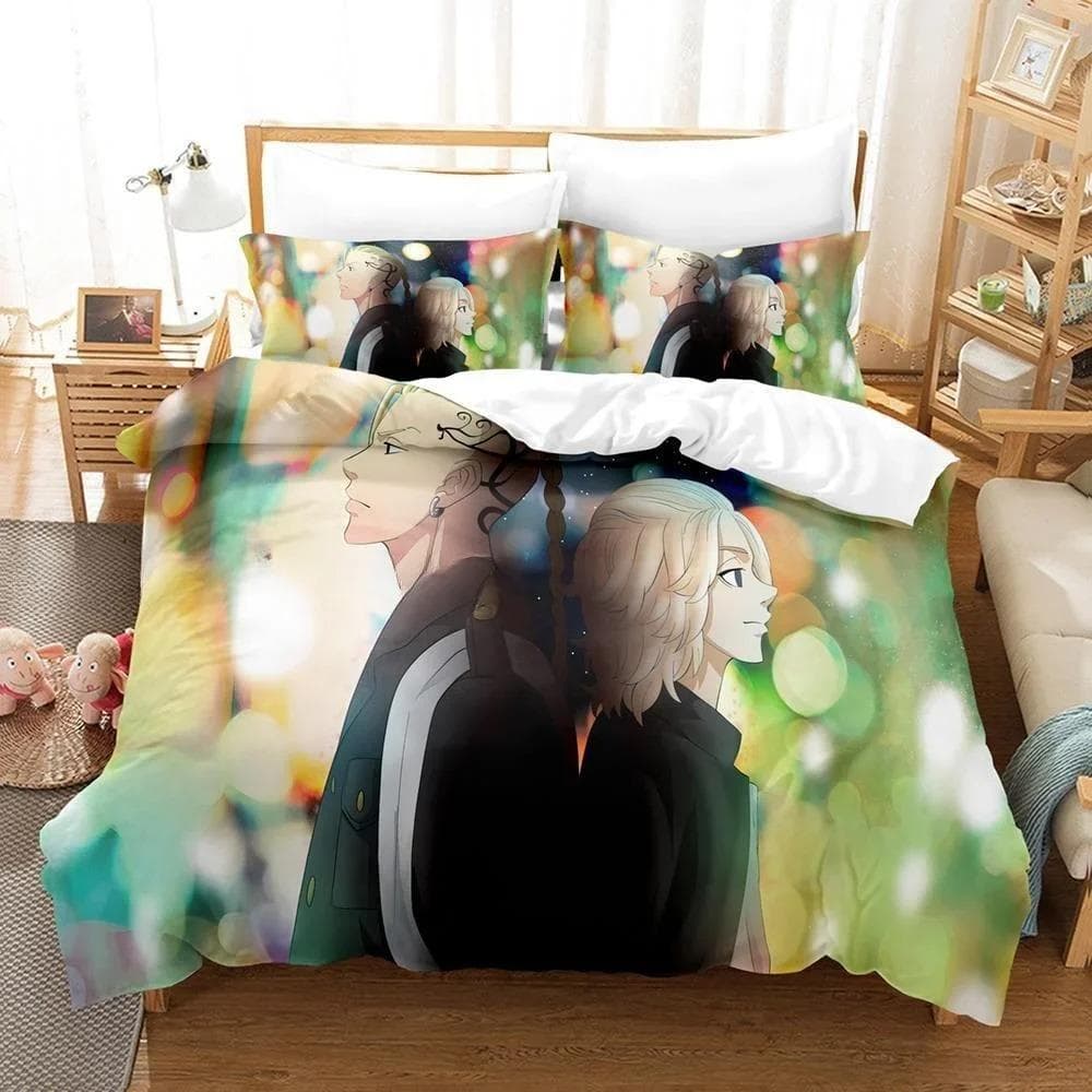 3D Anime Bed Sheet Sets Tokyo Revengers Bedding Set Single Twin Full Queen King Size Bed Set Aldult Kid Bedroom Duvetcover Sets 70x133cm 2pcs