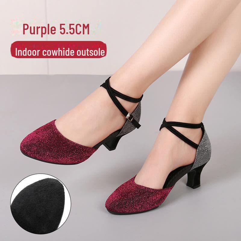 Women's Latin & Ballroom Dance Shoes - Soft Sole for Square Dancing 41 purple
