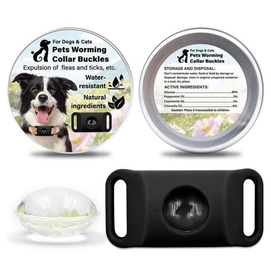 Flea Prevention Tag for Dogs Natural Ingredients Tick Repellent Tag Waterproof A black