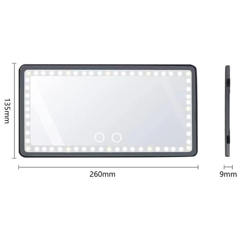 Car Vanity Mirror Touch Screen Capacitive Lighting Adjustment Car LED Cosmetic Mirror for Makeup black