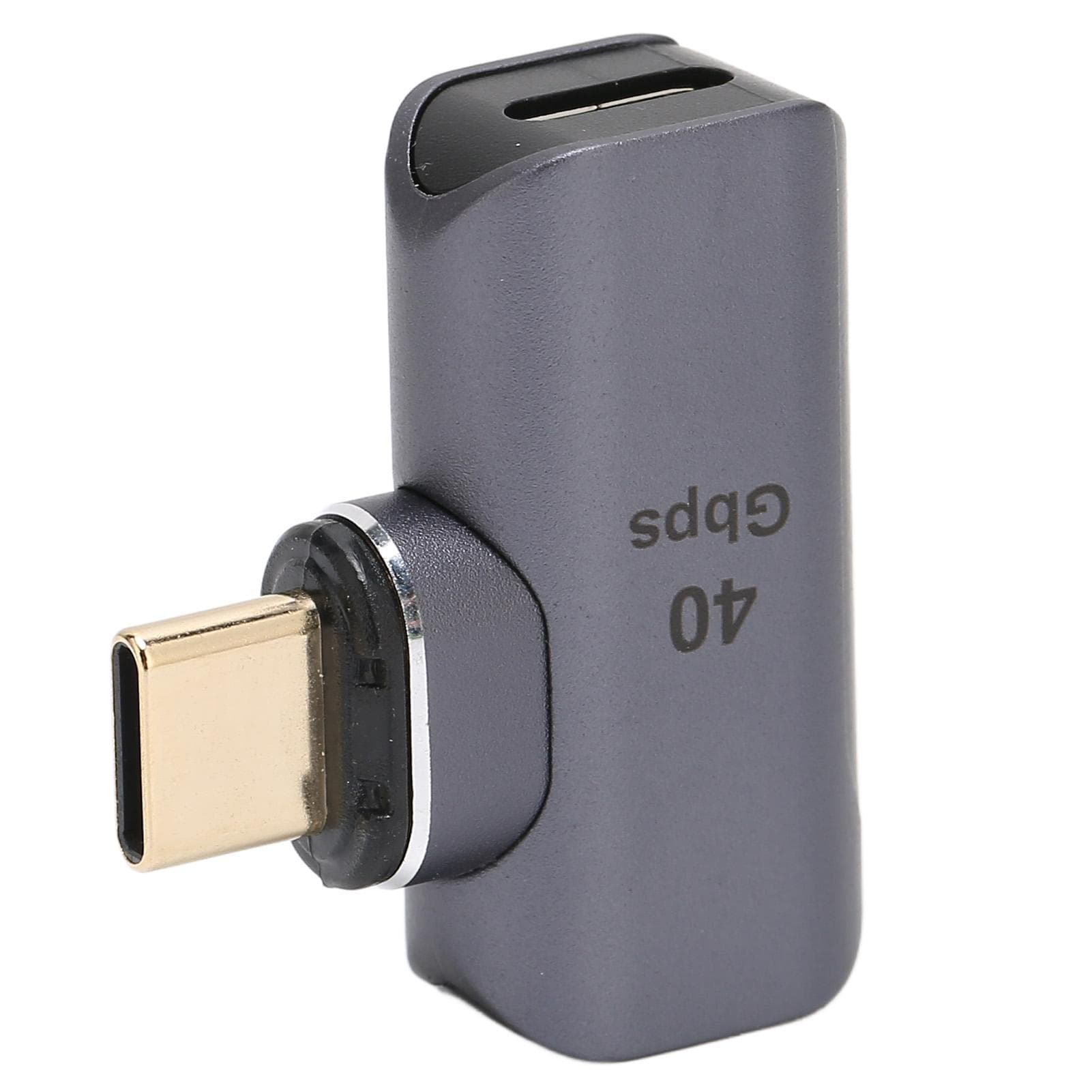 Magnetic USB C Adapter 100W Fast Charging 40Gbps 8K Plug and Play USB C to C Right Angle Magnetic