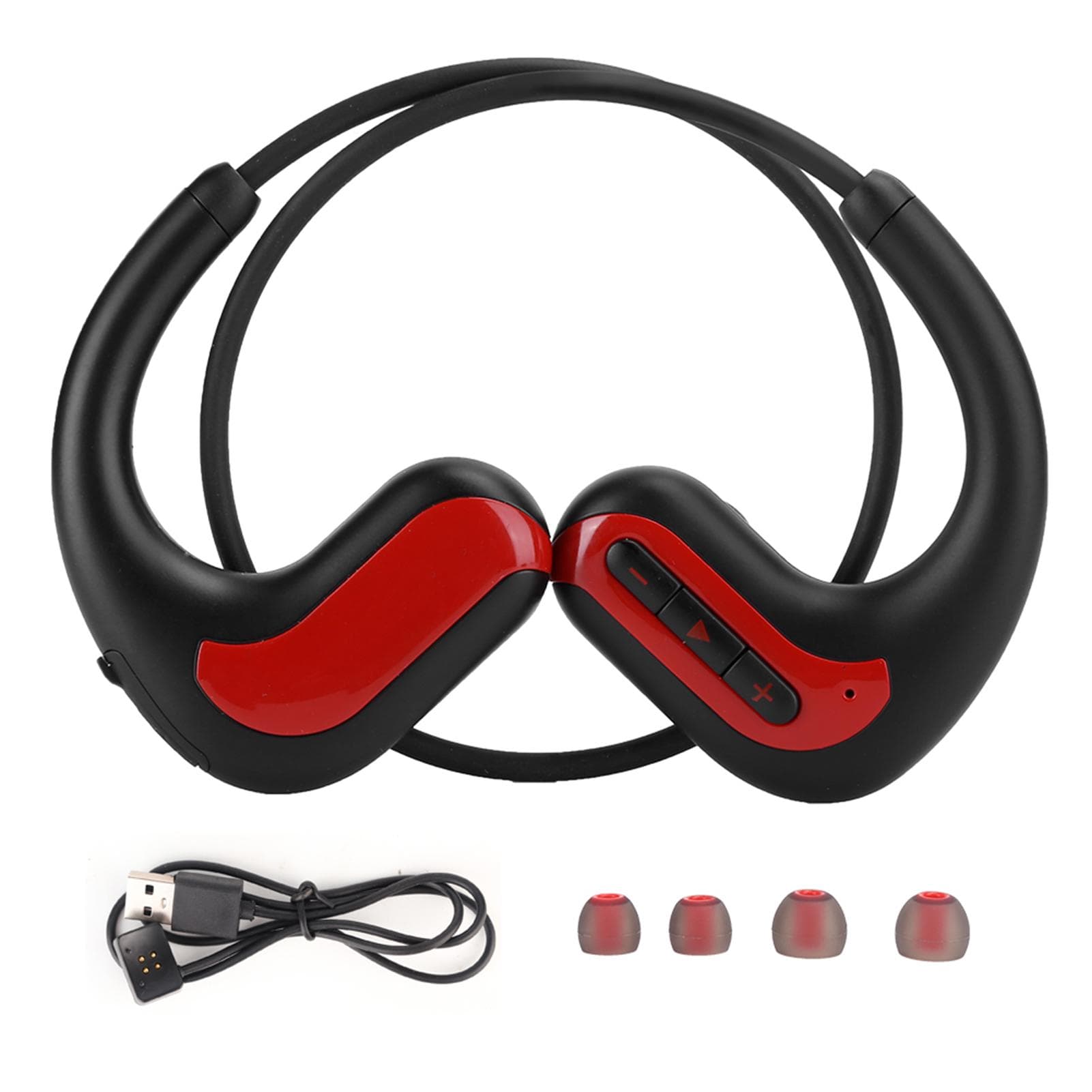 IPX8 Waterproof Sports Headphone Swimming Rear Hanging Bluetooth Earphone with 8G MemoryRed