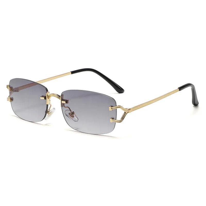 New Small Narrow Rimless Sunglasses Fashion Frameless Rectangle Tinted Lens 90s Glasses for Women Men As picture