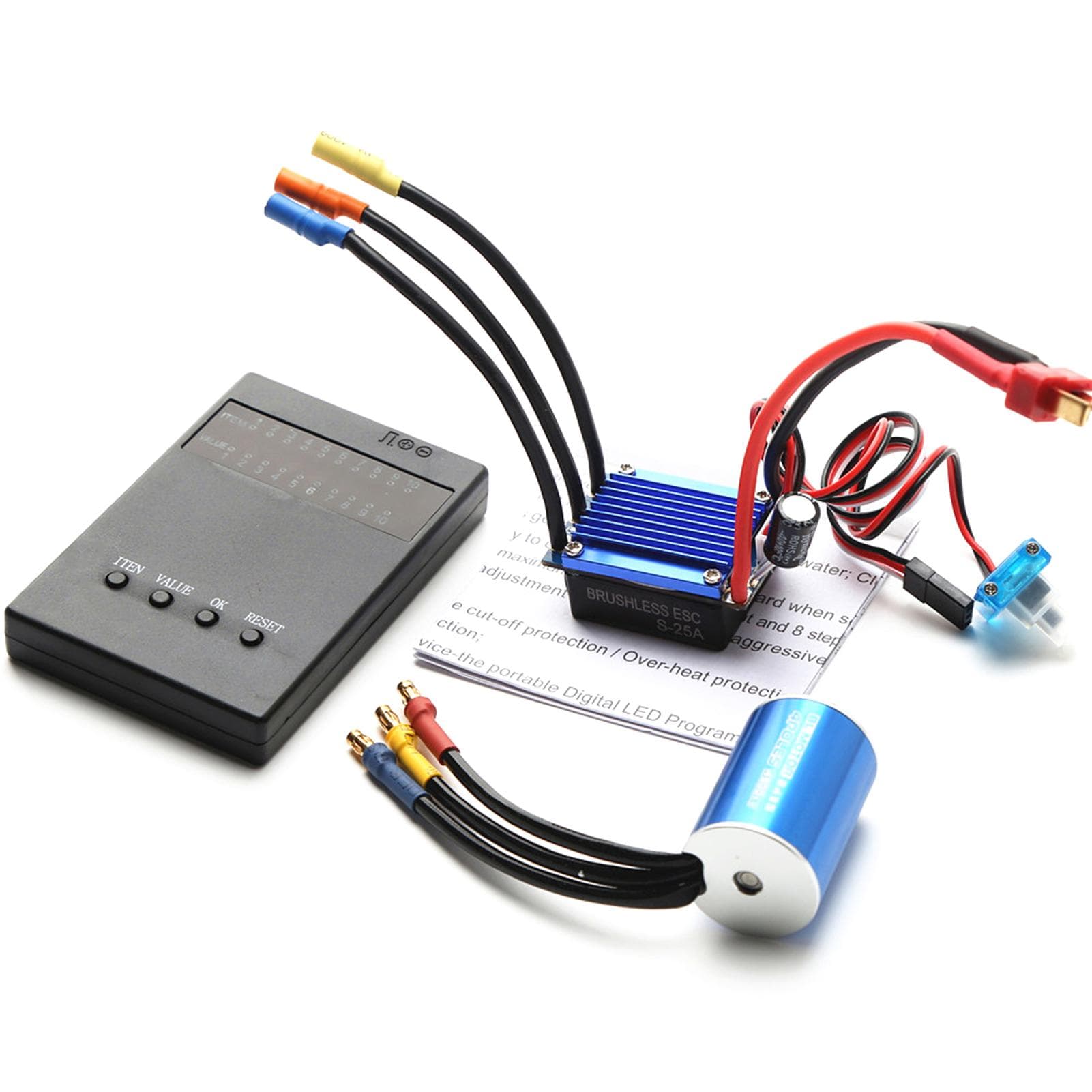 2435 4800KV Brushless Motor and 25A ESC Programming Card Replacement for HSP Wltoys 1/16 1/18 4500KV