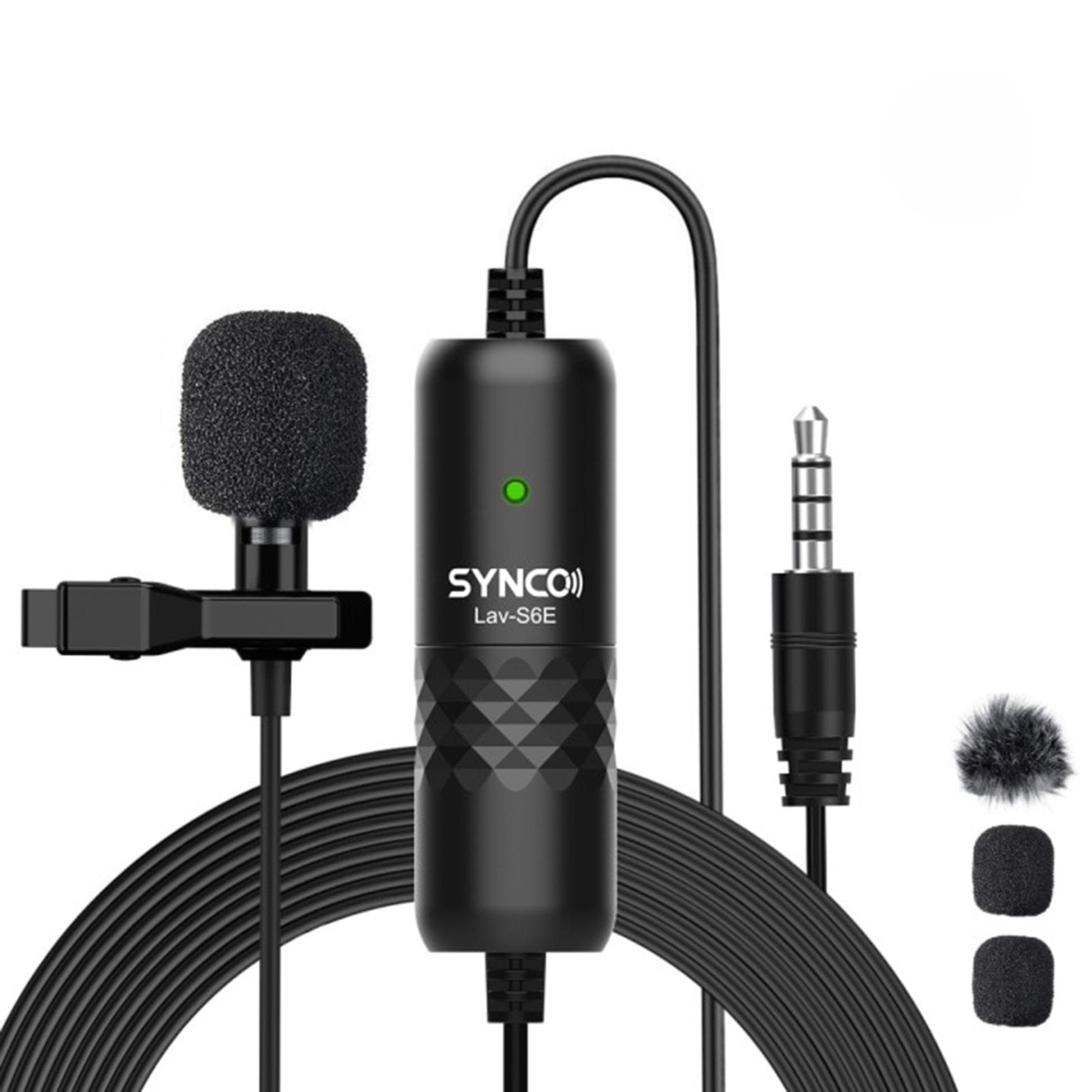 SYNCO Lav-S6E Professional Lavalier Microphone Clip-on Omnidirectional Condenser Lapel Mic black