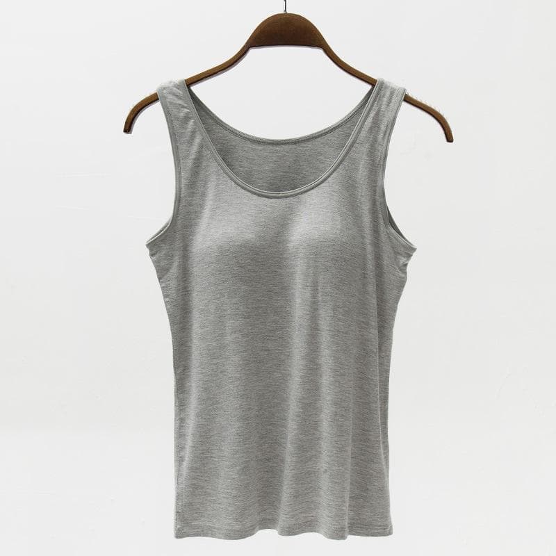 YYFS Women's Fashion Summer Spring Casual Solid Color Print Sleeveless O-Neck T-shirts and Tops L grey