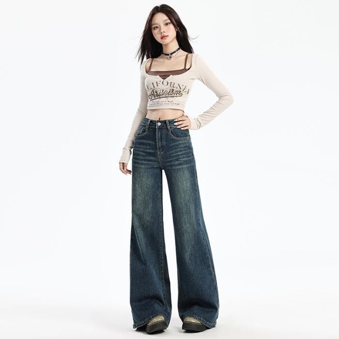 Women's Autumn Style High-waisted Bell-bottom Pants for Women's Autumn Loose Slim Floor Wide-leg Pants for Women's Autumn XL