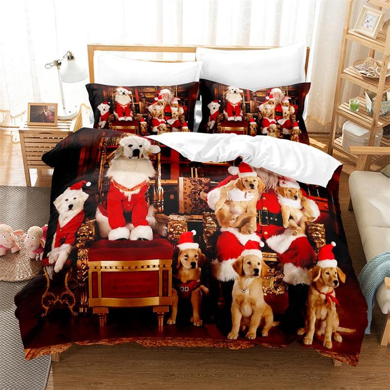 Santa Claus Bedding Set Duvet Cover New Year Gift Quilt Cover Boys Girls Bed Set Christmas Decorations House Bedding Set EU single(135x200cm)